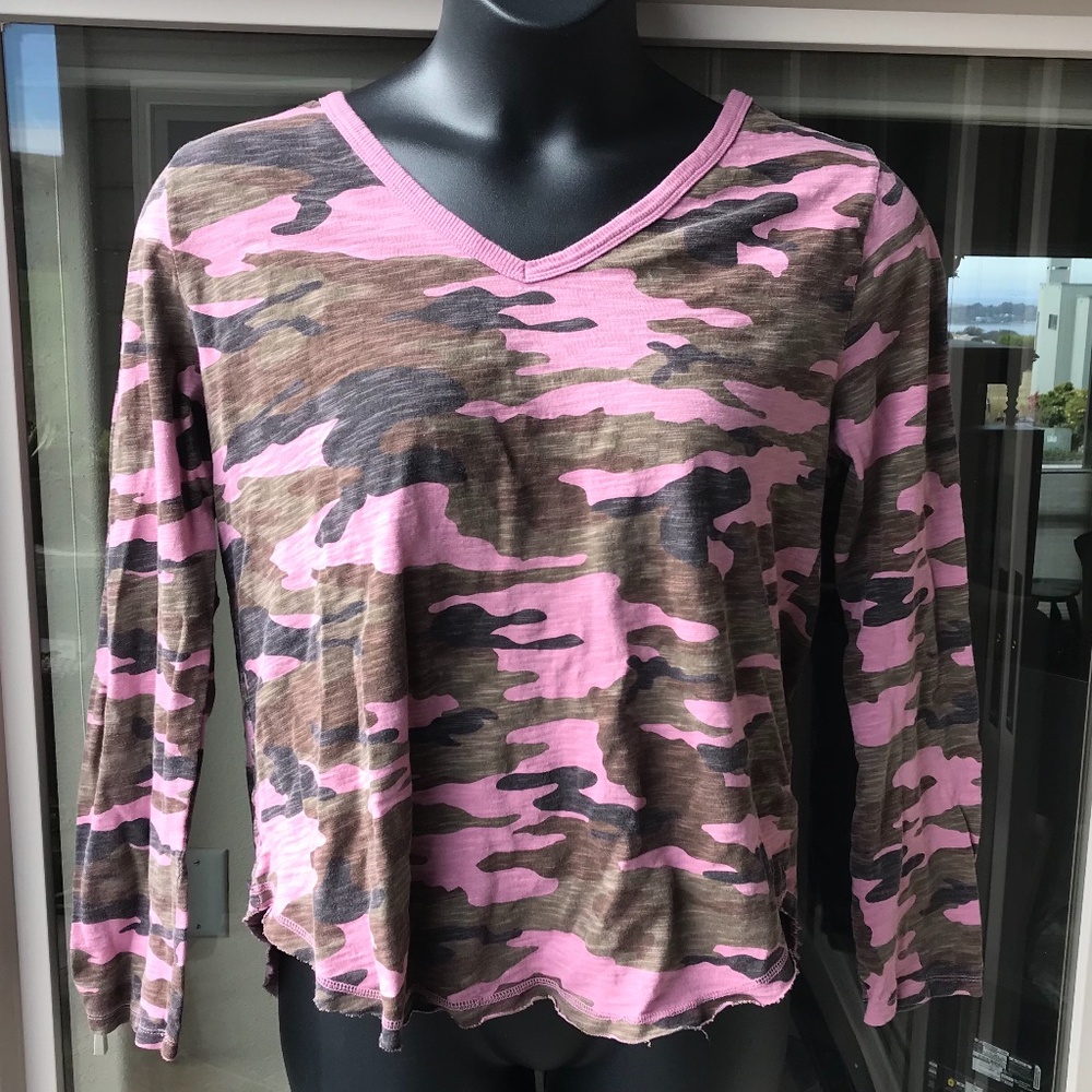 Dylan pink camouflage V-neck long sleeve, XL